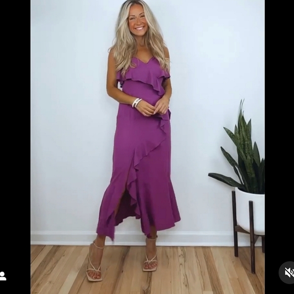 Zara * Linen Blend Ruffled Slip Dress size XS - Picture 3 of 14